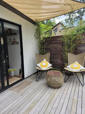 Mobile Home, 1 Bedroom, Balcony, Garden View | Balcony - Watts River Tiny - Hidden, but Close to Township (Healesville)