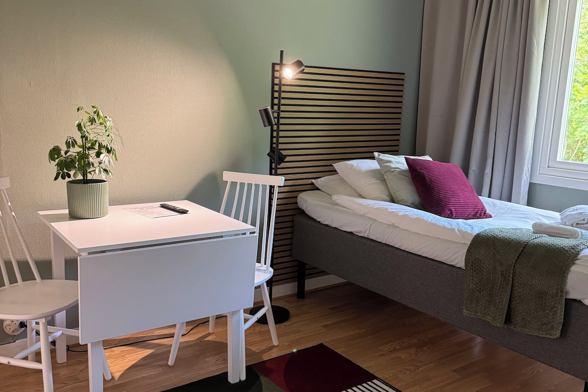 Chambre simple de base | Bureau, espace de travail pour ordinateurs portables
