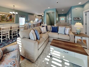 Smart TV, fireplace - In Sea State Escape | Newly Remodeled Group Fav Home! (Kure Beach)