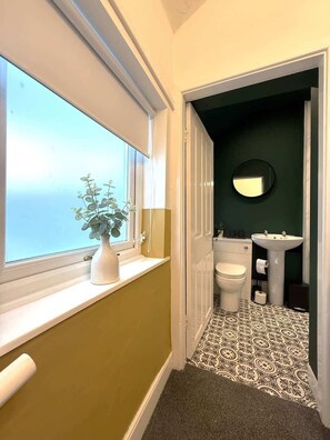 Hair dryer, towels, soap, toilet paper - The Whitchurch Apartment- The Painted Rooms (Shropshire)