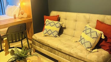 Studio Deluxe, 1 lit double et 1 canapé-lit | Coin séjour