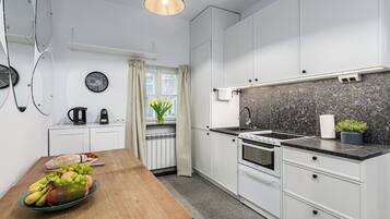 LÀgenhet Classic - utsikt mot staden | Eget kök | SpishÀll, kryddor och pappersservetter