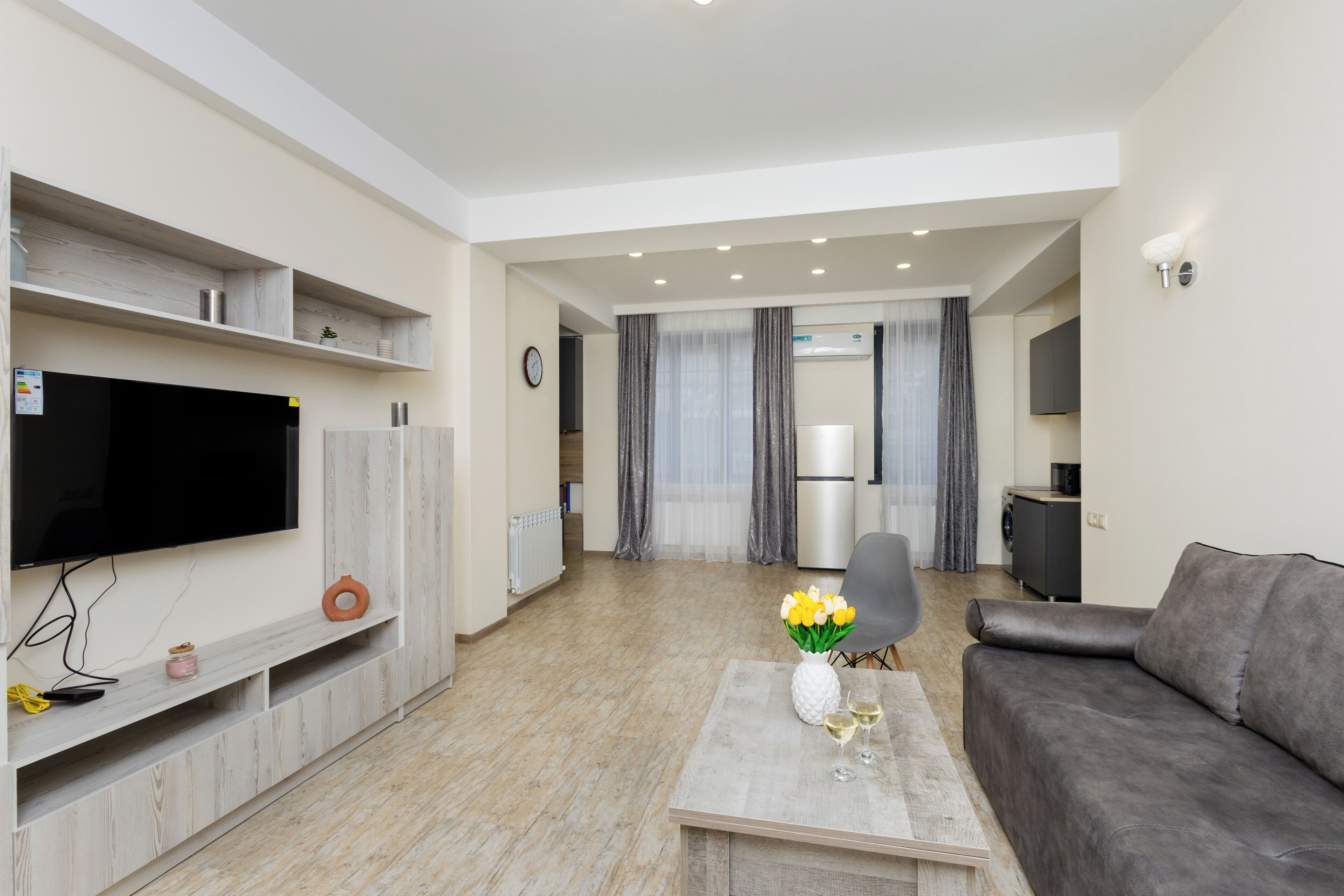 Economy Cottage | Living area | 50-inch flat-screen TV with cable channels