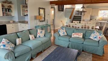Smart TV, fireplace, video games, DVD player