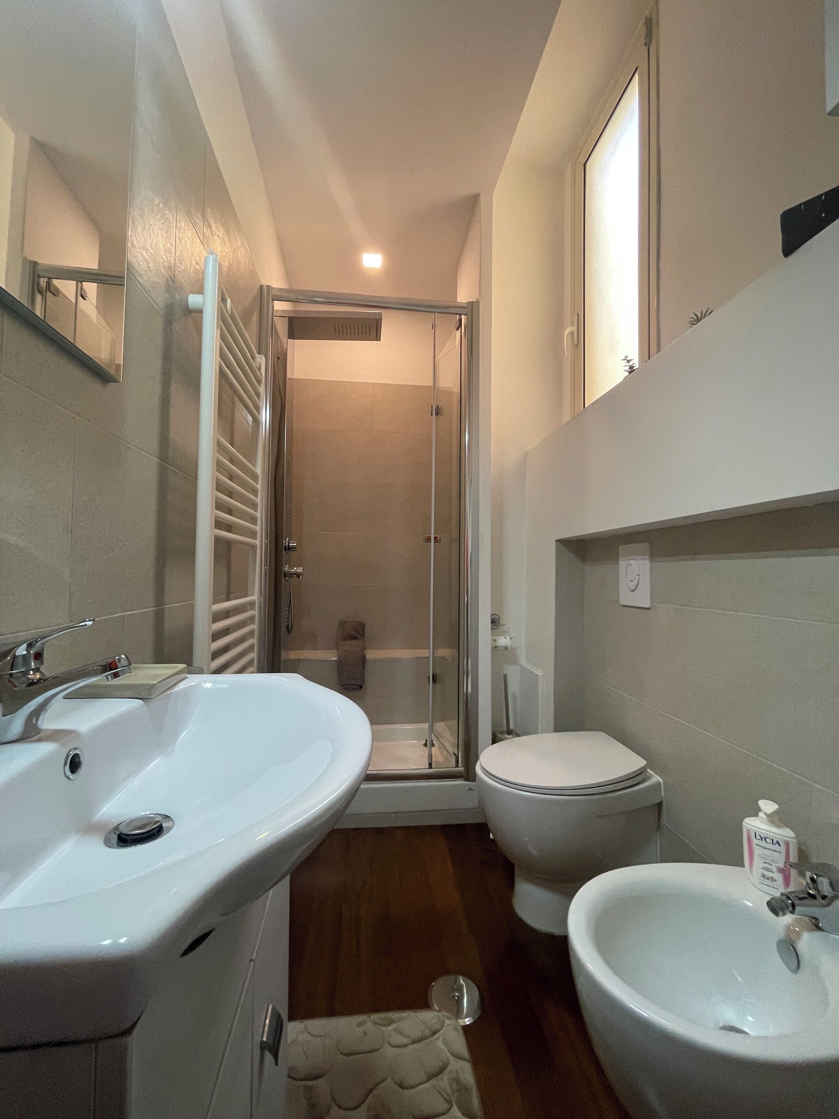 Dusche, Haartrockner, Bidet, Handtücher