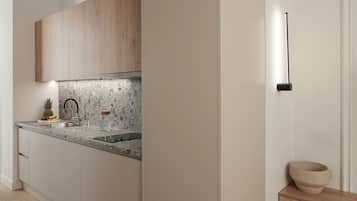 Deluxe Suite | Private kitchen | Full-size fridge, stovetop, espresso maker, coffee/tea maker