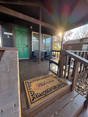 Exterior detail - Boulder Ridge Cabin 2: The Cottage - Newly Renovated Tiny Cabin (Checotah)