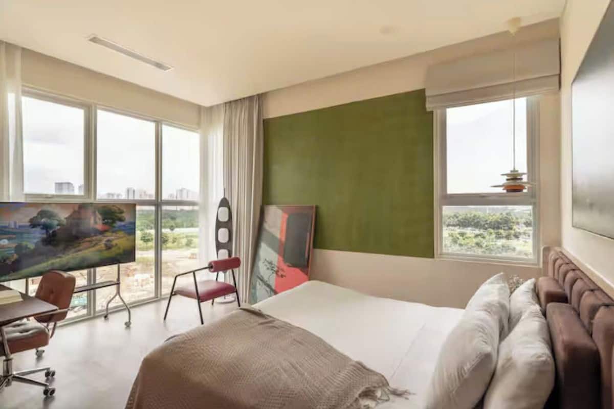 Suíte família, 3 quartos, acesso ao Club Lounge, vista para o rio | Roupas de cama de algodão egípcio, roupas de cama premium