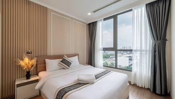 Individually decorated, individually furnished, desk, laptop workspace