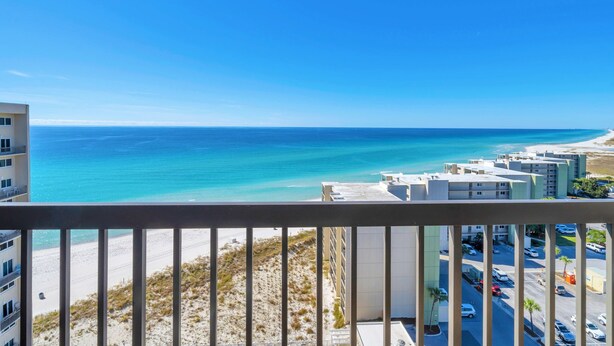 A high-rise building with a view of a beach and ocean. - 🏖️BeachFront-2 Pools-Great Location-Pinnacle Port PH36🏖️ (Panama City Beach)