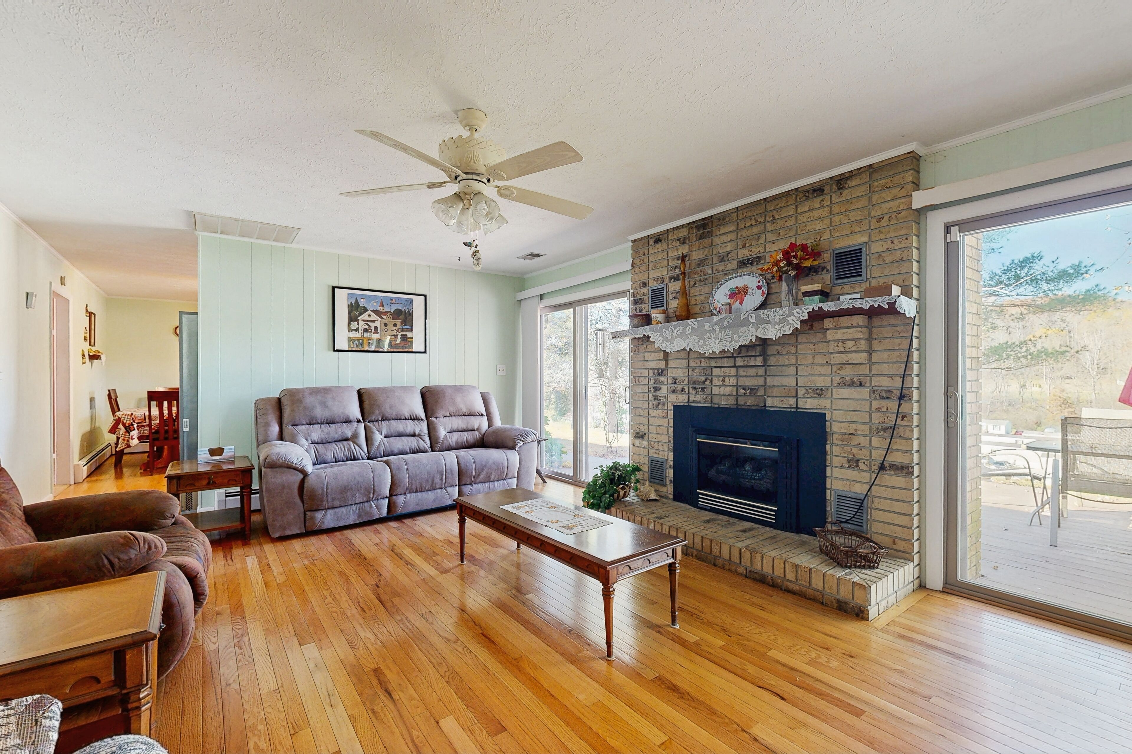 Televisión, chimenea, reproductor de DVD y videoteca 