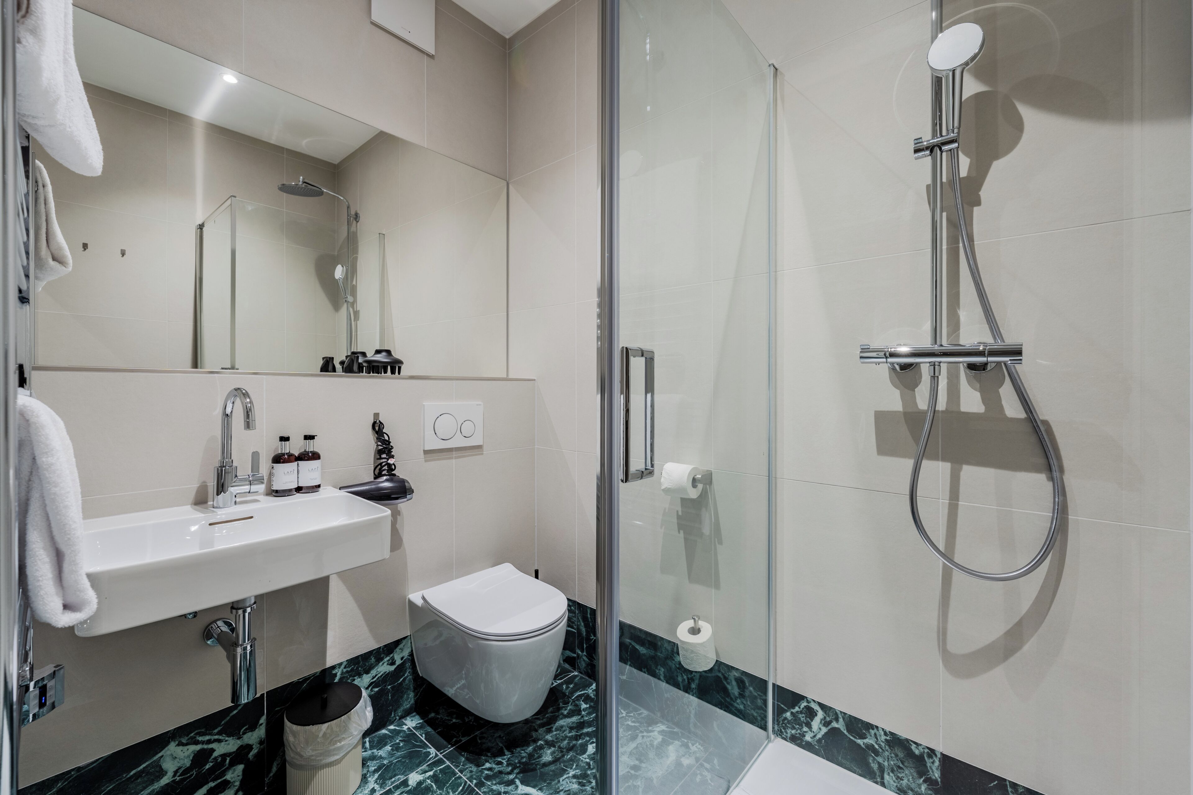 Apartment | Bathroom | Hair dryer, towels, soap, shampoo