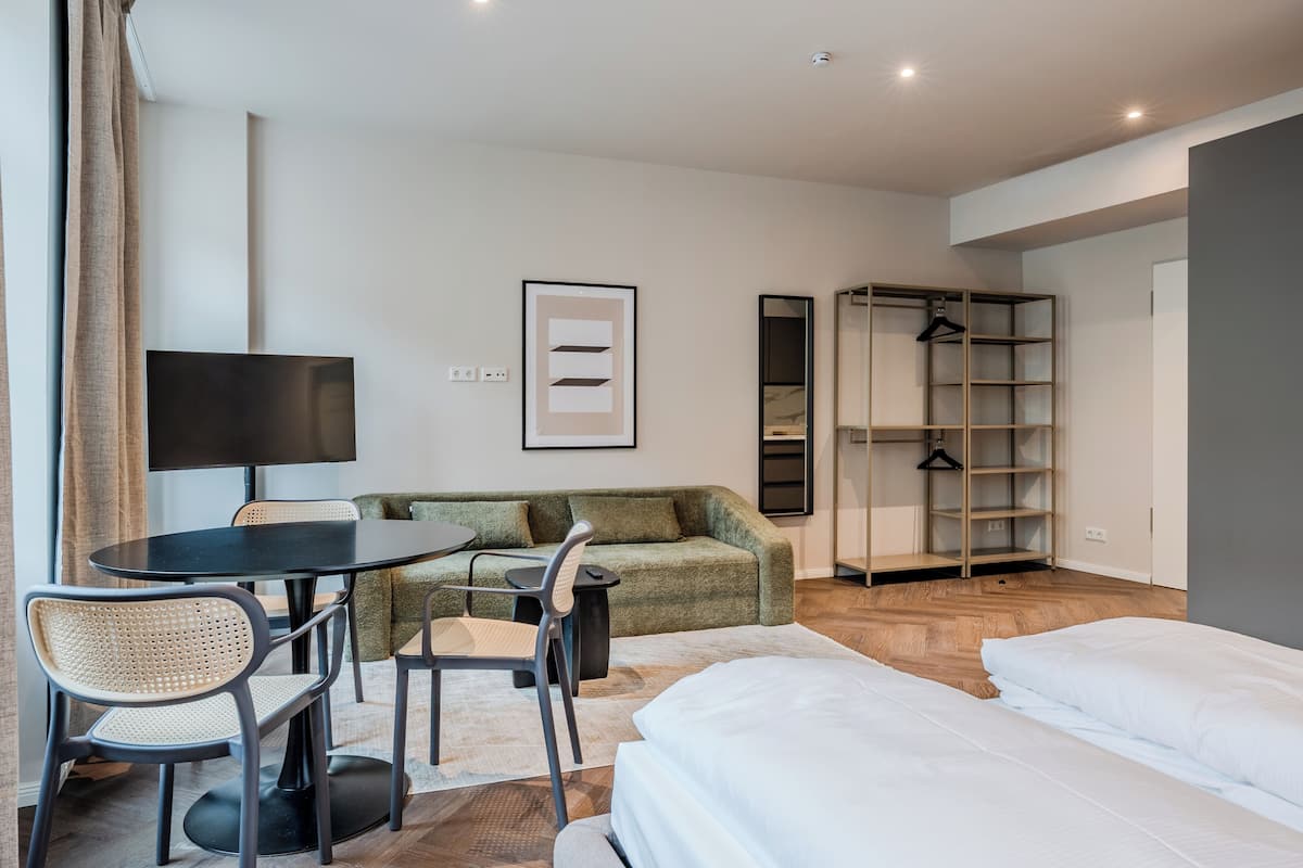 Grand Studio | Premium bedding, down comforters, memory foam beds, cribs/infant beds