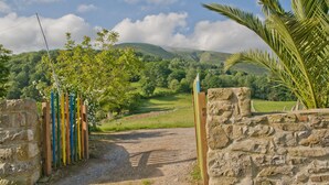 A stone wall with a gate leading to a path. - Rural House 'Casa Remis' in Piloña – Sleeps 12, Private Bathrooms, Fireplace (Piloña)