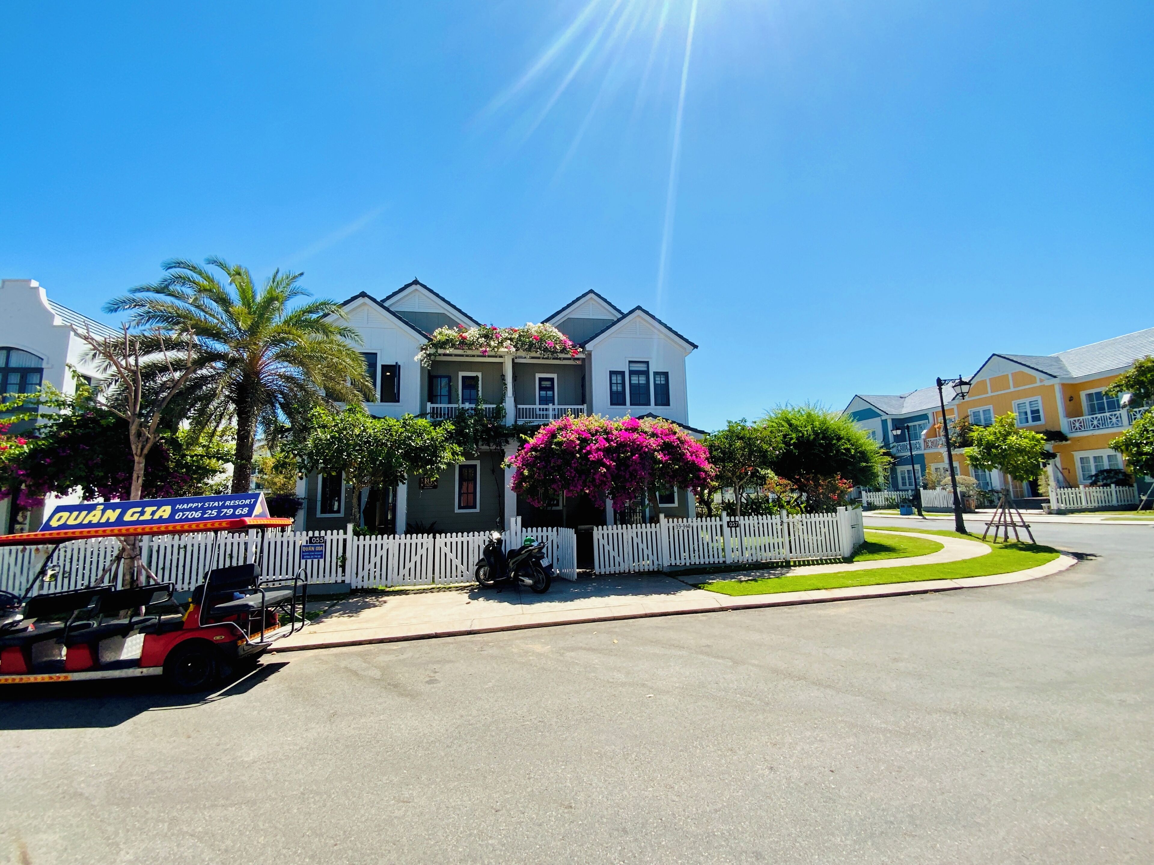 Desk, laptop workspace, blackout curtains, iron/ironing board