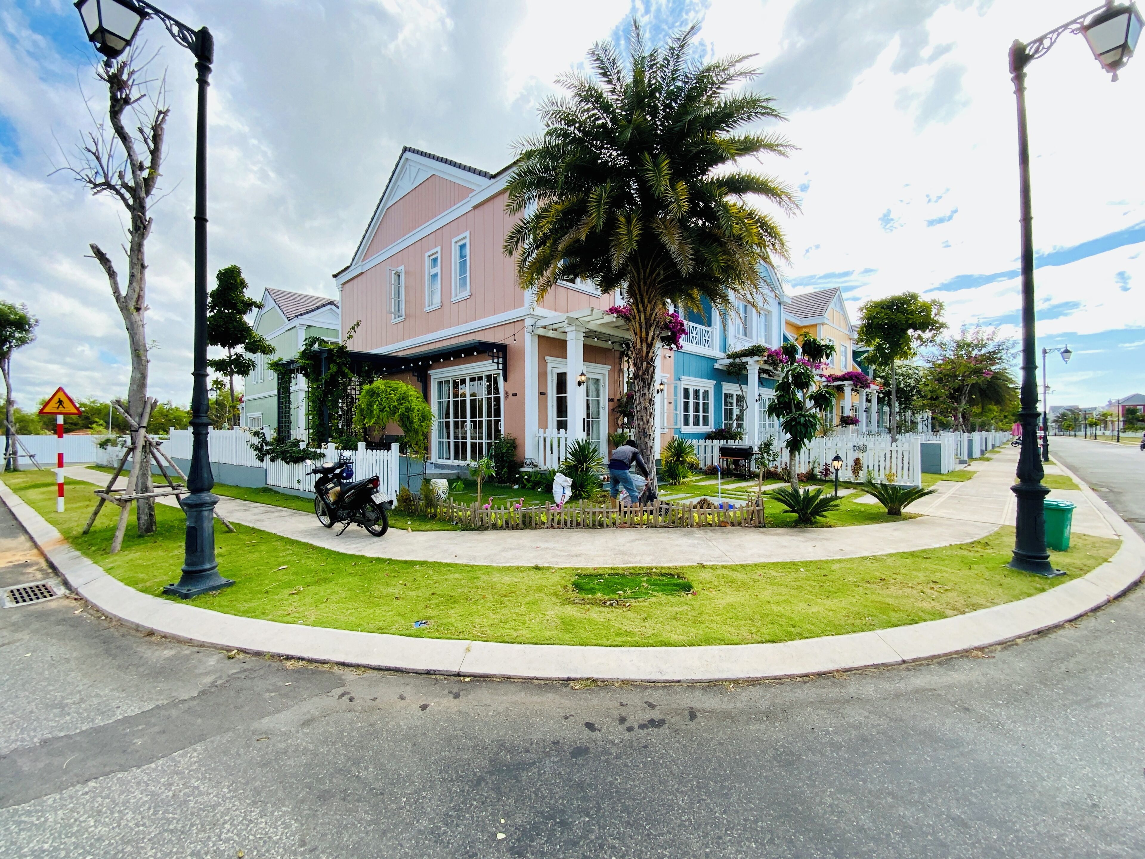 Desk, laptop workspace, blackout curtains, iron/ironing board