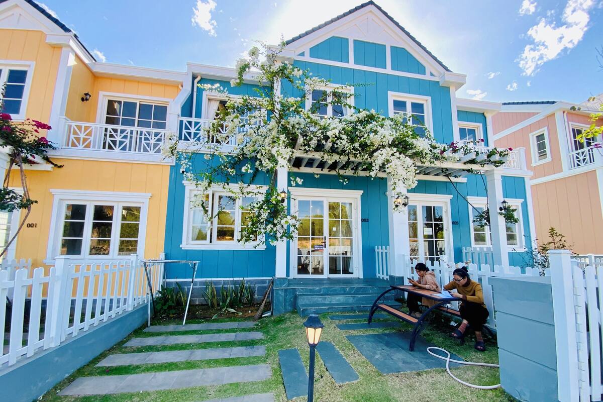 Desk, laptop workspace, blackout curtains, iron/ironing board