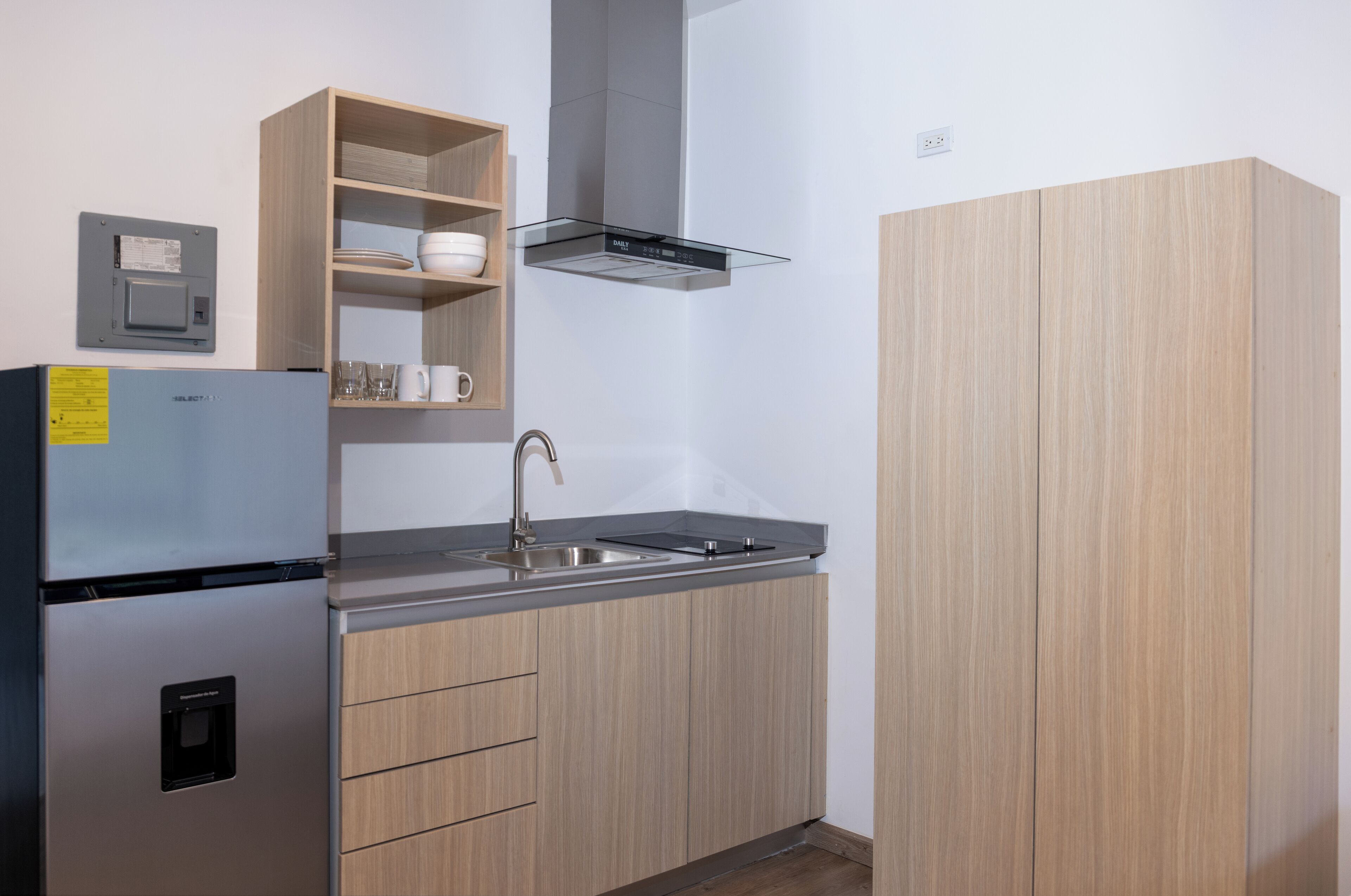 Mini-fridge, microwave