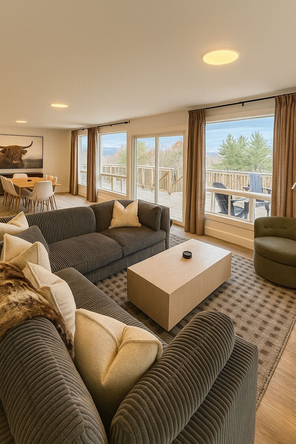 Smart-TV, Kamin, Tischtennisplatte