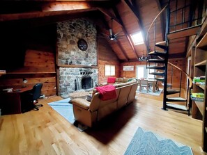 Smart TV, fireplace, DVD player, video library