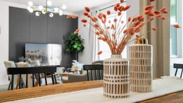 Villa (4 Bedrooms) | Living area | 50-inch Smart TV with cable channels