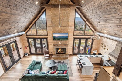 Smoky Mountain Cabin Getaway with Indoor Pool, Sports Court, Theater & Fire Pit