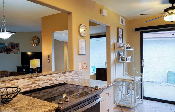 Fridge, microwave, oven, stovetop - Stylish Condo with Golf Course Views (Cathedral City)