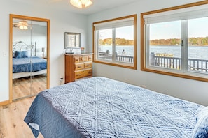 Desk, iron/ironing board, Internet, bed sheets - Dock & Gazebo! Lakefront Duplex Near South Haven (Grand Junction)