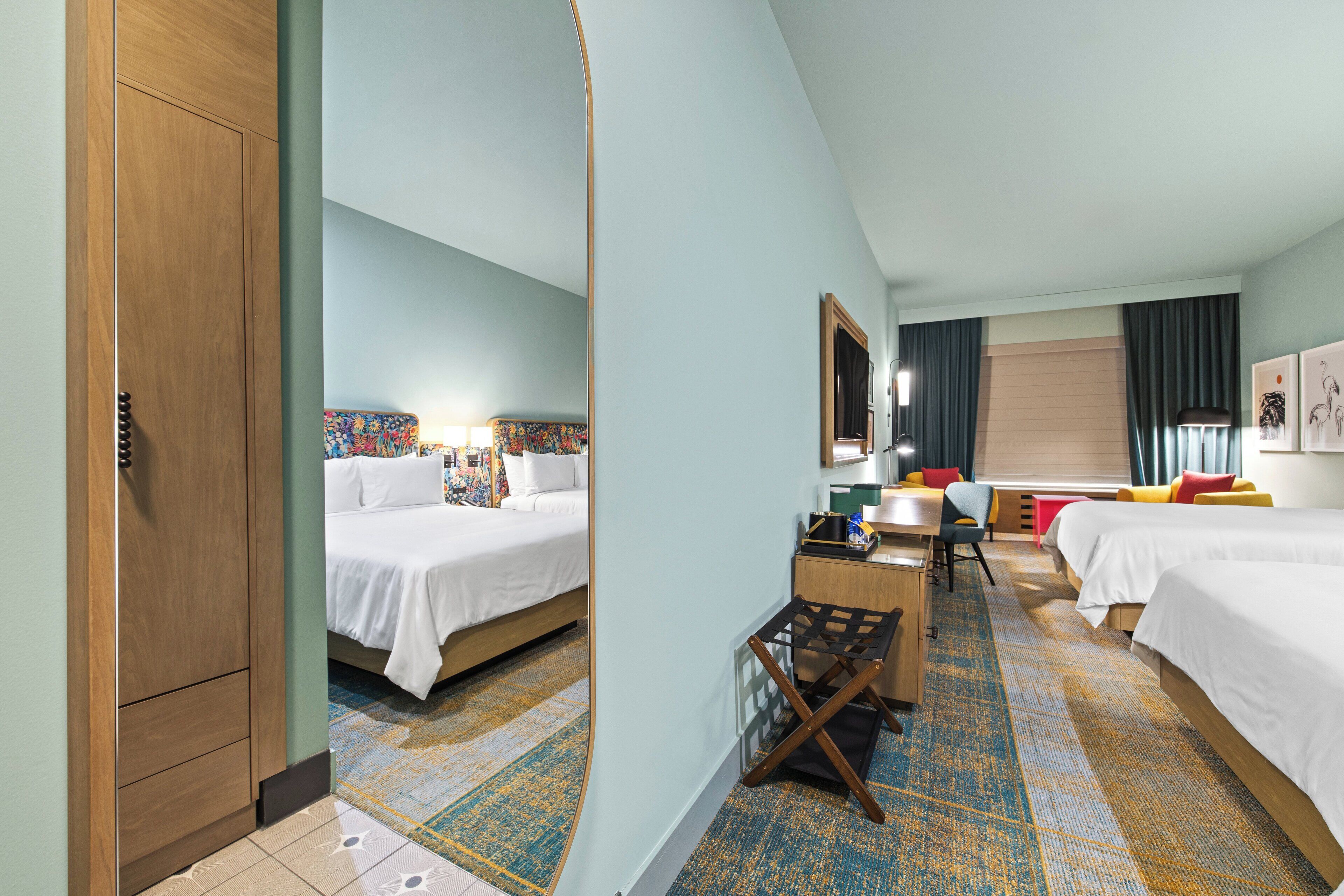Standard Room, 2 Queen Beds | Desk, laptop workspace, blackout curtains, iron/ironing board