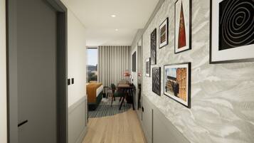 In-room safe, desk, laptop workspace, blackout curtains