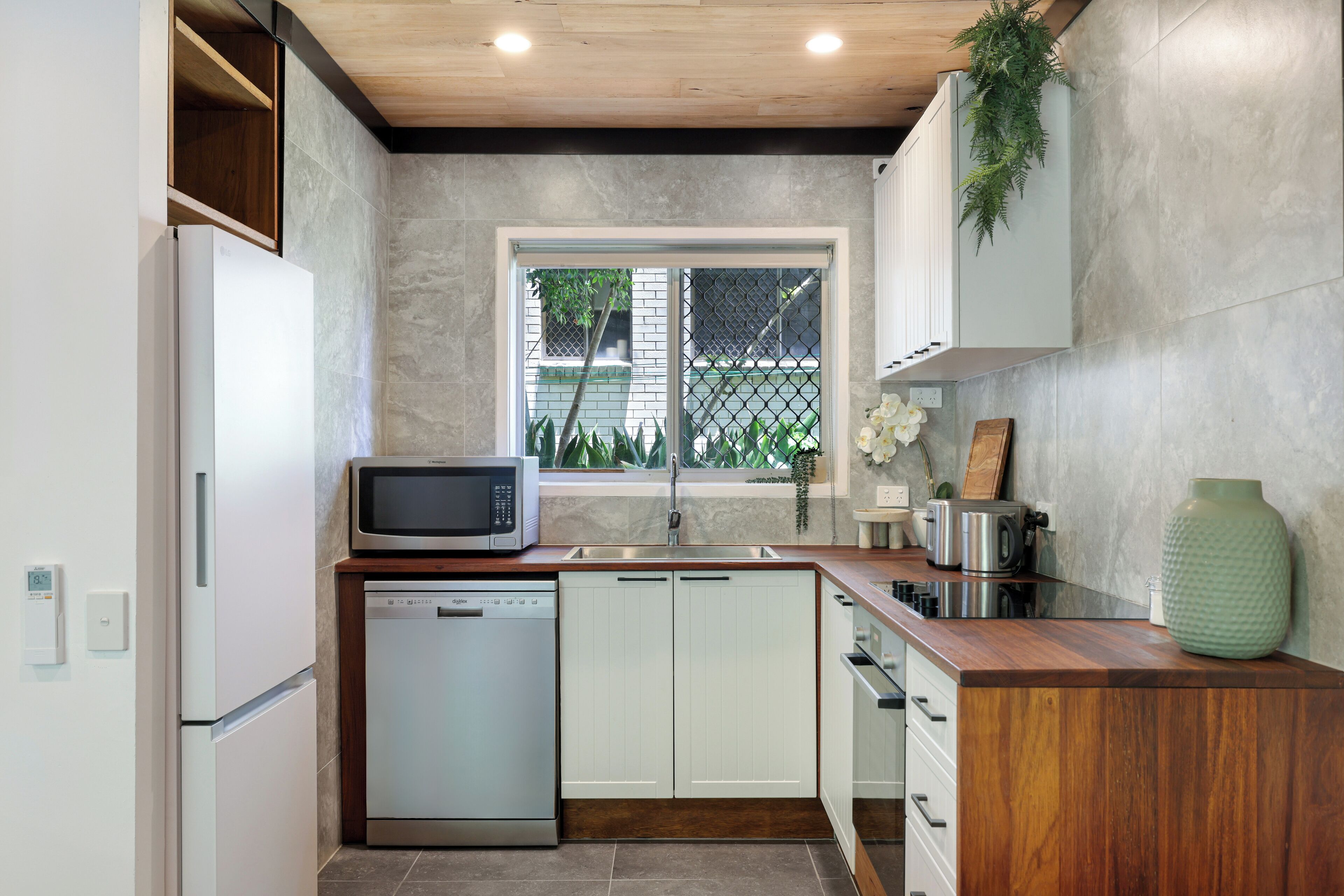 Microondas, horno, placa de cocina, lavavajillas