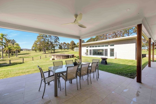Outdoor living with wood fired Barbeque.