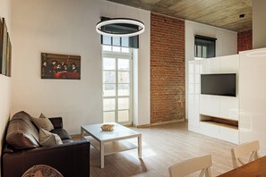 Classic Apartment | Living area | Flat-screen TV - Entrez Apartments Baštová - City centre (Košice)