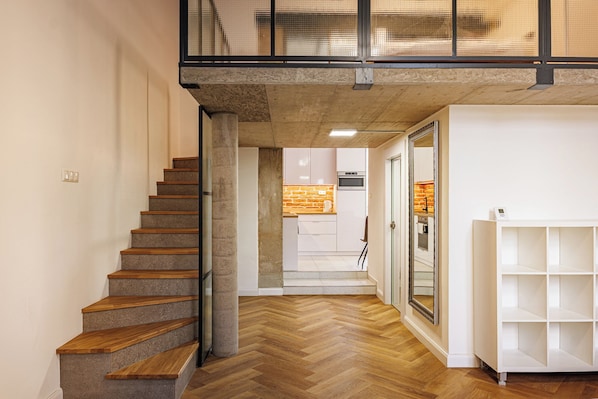 Duplex | Living area | Flat-screen TV - Entrez Apartments Baštová - City centre (Košice)