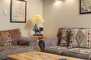 Una televisión, una chimenea, libros