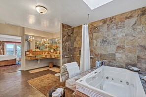 Shower, towels, soap, shampoo