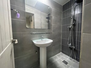 Hair dryer, soap, toilet paper
