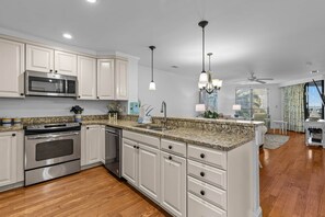 Fridge, microwave, oven, stovetop - Summer House 104 - Walkout to Ocean! Beach! (Isle of Palms)