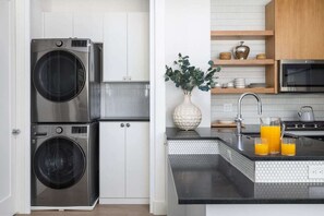 Fridge, microwave, oven, stovetop - West Lake, Kitchen, Private - The Gem (Austin)