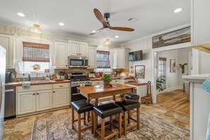 Fridge, microwave, oven, stovetop - The Feather & Fern, 2Br 1Ba Charming 1930’s Craftsman Cottage (Monroe)