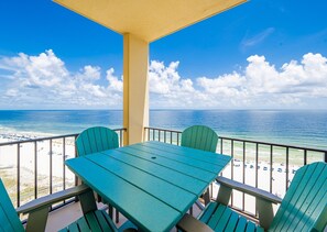 Outdoor dining - Beachfront 2BR @ Phoenix III • Sleeps 8 • Gulf Views, Balcony & Family-Friendly Resort Amenities (Orange Beach)
