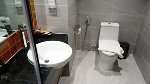 Deluxe Double Room, Pool View | Bathroom | Shower, free toiletries, hair dryer, slippers