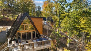 Terrace/patio - New! Caramel Crest A-Frame Cabin—Beautiful, Cozy Escape by Pigeon Forge-Hot Tub (Sevierville)