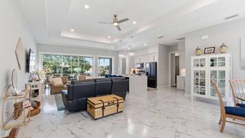 TV, lareira, videogames, escritórios