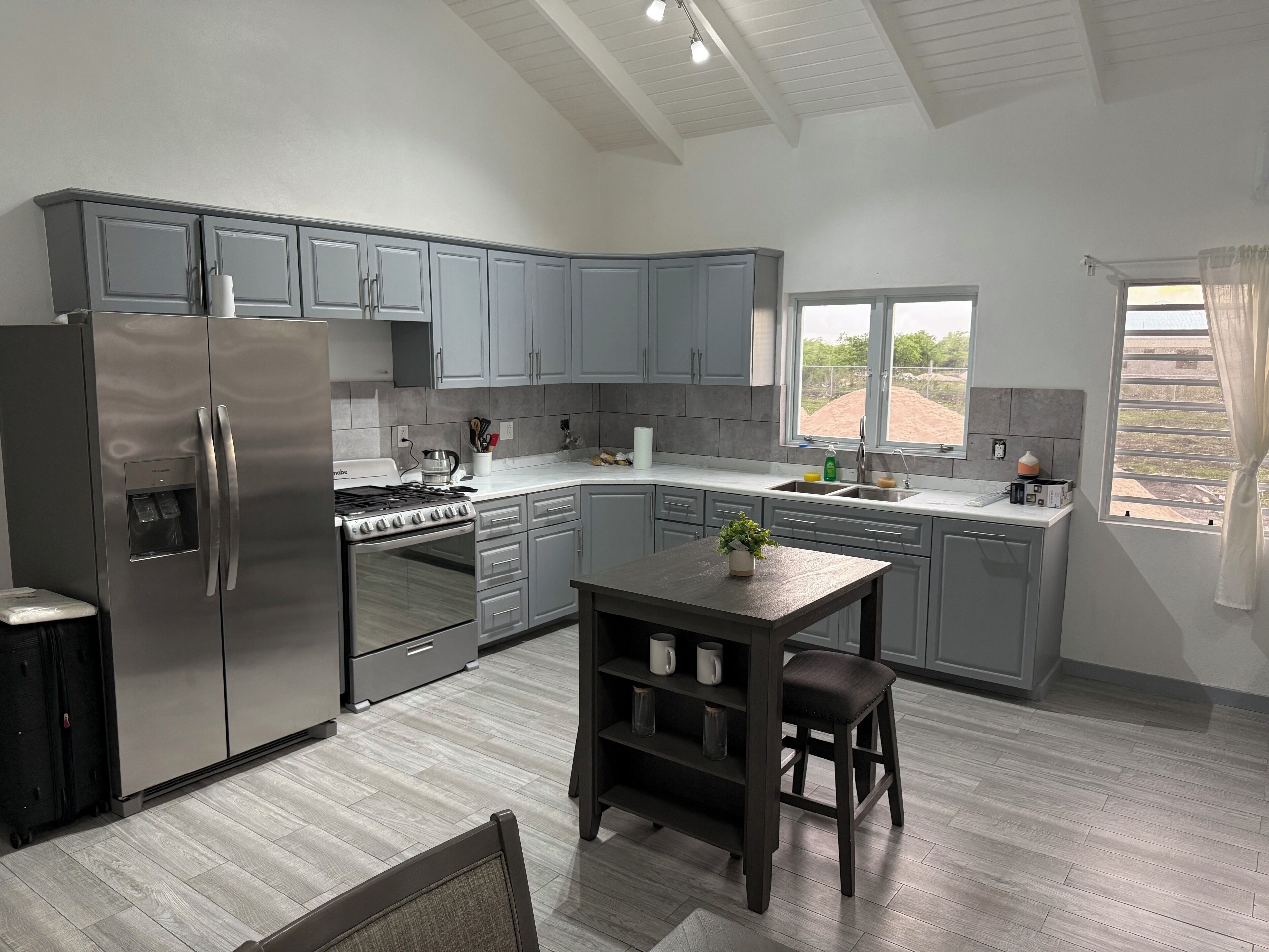Fridge, oven, stovetop, electric kettle