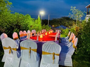 Outdoor banquet area