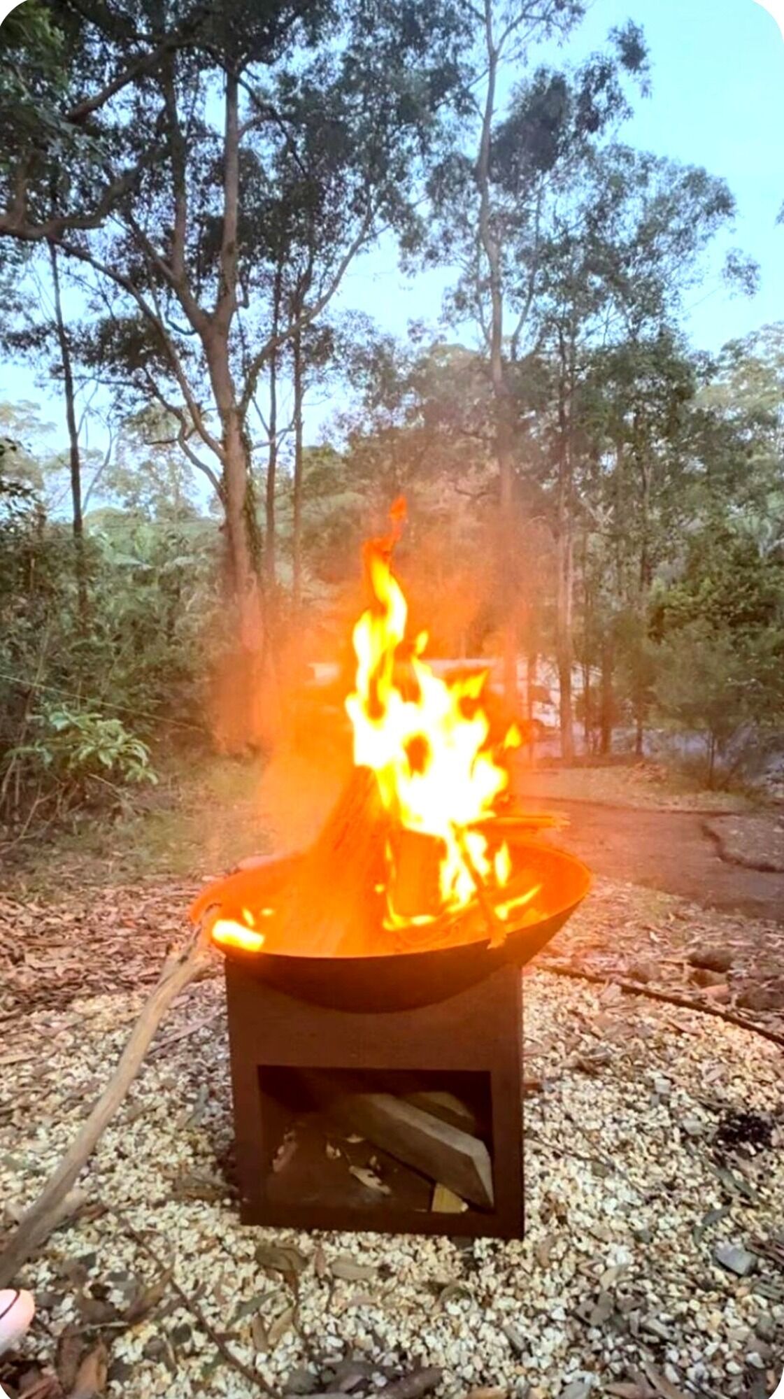 Foc de campament en un entorn forestal.