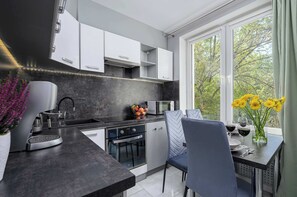 Fridge, microwave, oven, stovetop - Lumina city Comfort in Łódź Center (Łódź)