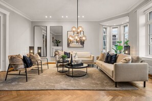 TV, fireplace - Elegant Historic Villa | Stunning Views (Bergen)