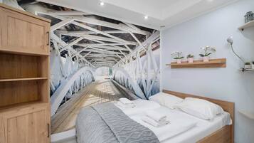Iron/ironing board, travel crib, WiFi, bed sheets